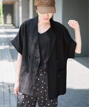 《セットアップ対応可/追加》リネン混ハーフスリーブジャケット