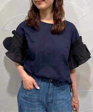《汗染み防止》フリルスリーブプルオーバー