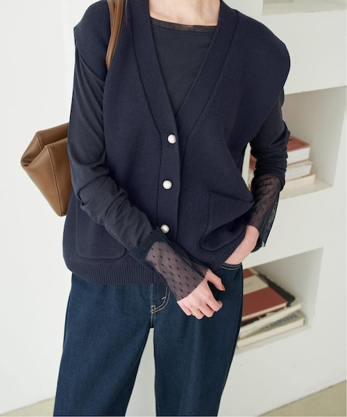 WEB限定カラーあり/追加》パールニットベスト｜フォーワンセブン
