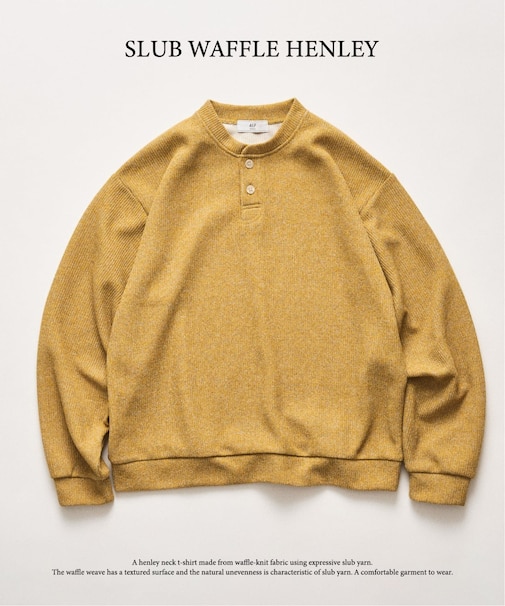 スラブワッフル ヘンリーネックTシャツ