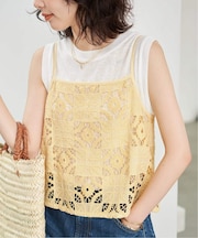 Indiaスクエア刺繍キャミ