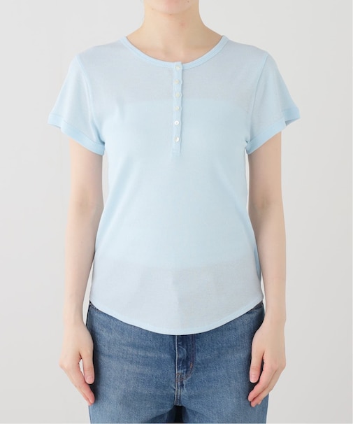クレープリブ ヘンリーネック5分袖 TEE