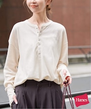 HANES/ヘインズ SLOBE別注 ヘンリーネックワッフル ロンTEE