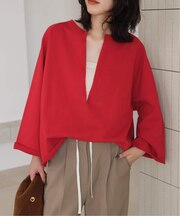 《新色あり/追加》裏毛スキッパープルオーバー