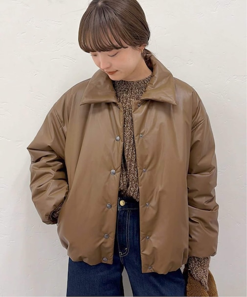 中綿フェイクレザーブルゾン