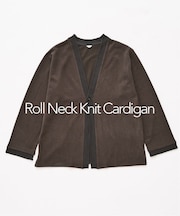 ロールネック ニットカーディガン