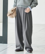《WEBのみ4サイズ展開/WEB限定カラー/吸湿発熱》CIRCULATE WARM タックパンツ