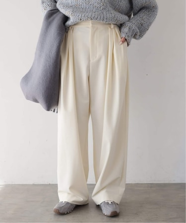 《WEBのみ4サイズ展開/WEB限定カラー/吸湿発熱》CIRCULATE WARM タックパンツ