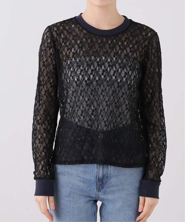 nap/ナップ Contrast Lace Crew Top  5641004