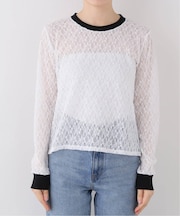 nap/ナップ Contrast Lace Crew Top 5641004