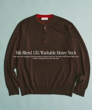 シルクブレンド 12G ウォッシャブル ヘンリーネック