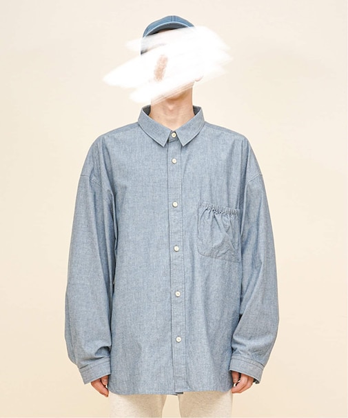 refomed / リフォメッド】WRIST PATCH WIDE SHIRT CHAMBRAY 