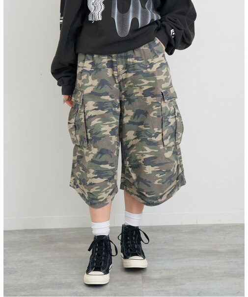 追加カモフラ柄ハーフカーゴパンツ