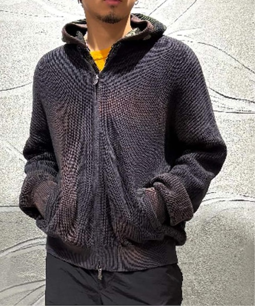 NOMANUAL/ノーマニュアル SPRAY DYEING KNIT ZIP-UP