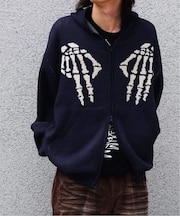 NOMANUAL/ノーマニュアル SKULL HAND COWICHAN HOODED