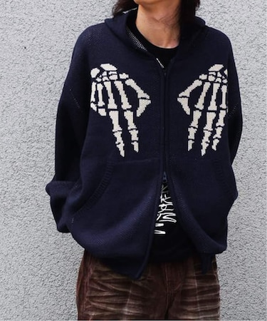 NOMANUAL/ノーマニュアル SKULL HAND COWICHAN HOODED