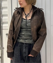 GUESS/ゲス GO PU LEATHER AVIATOR BOMBER