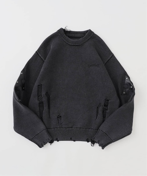 SUPPLIER / サプライヤー CROSS LEATHER PATCH CREW KNIT