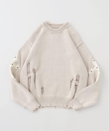 SUPPLIER / サプライヤー CROSS LEATHER PATCH CREW KNIT