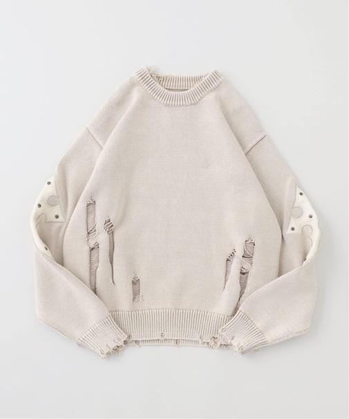 SUPPLIER / サプライヤー CROSS LEATHER PATCH CREW KNIT