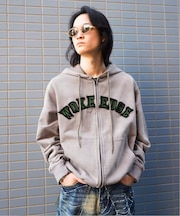 WOKE EDGE / ウォークエッジ Faded Embroidery Zip Up Hoodie