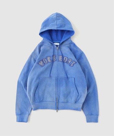 WOKE EDGE / ウォークエッジ Faded Embroidery Zip Up Hoodie