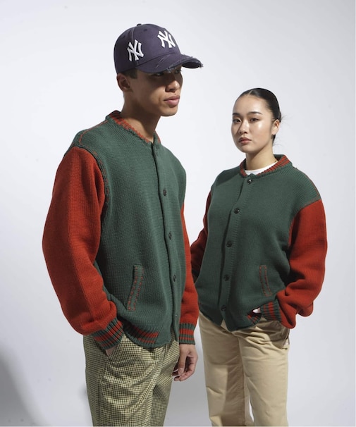 クラフトステッチ ニットスタジャン / Craft-stitched Stadium Knit Jacket