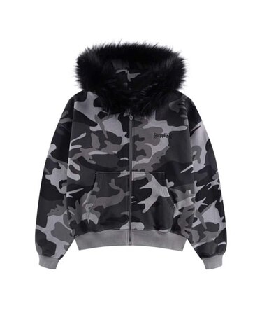 SUPPLIER / サプライヤー Camouflage Faux Cross Zip Hoodi