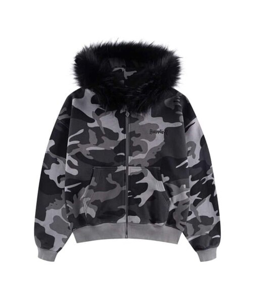 SUPPLIER / サプライヤー Camouflage Faux Cross Zip Hoodi