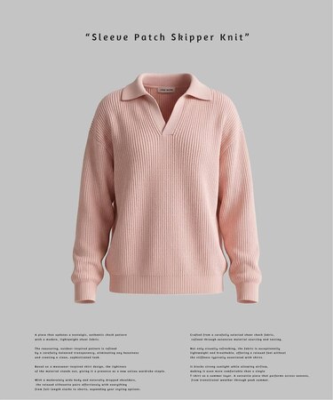 スリーブ パッチ スキッパーニット / Sleeve Patch Skipper Knit