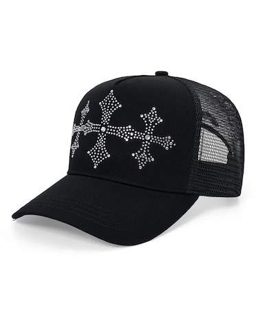 SupBaby by SUPPLIER Shiny Cross Rhinestone Mesh Cap