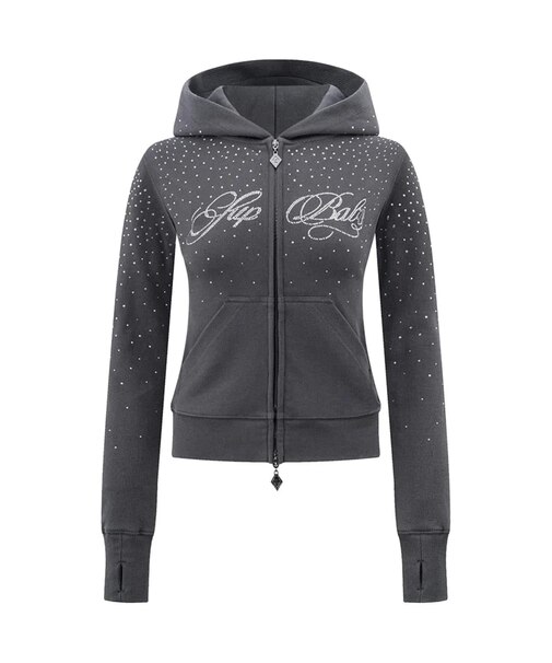 SupBaby by SUPPLIER Sparkle Rhinestone Zip Hoodie