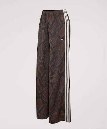 adidas originals SATIN SNAKE PRINT WIDE LEG TRACK PANTS