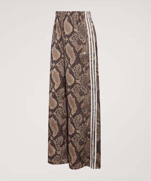 adidas originals SATIN SNAKE PRINT WIDE LEG TRACK PANTS