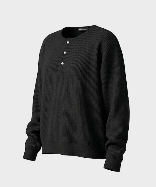 NOCTO ARCHIVE/ノクト アーカイブ Elbow Patch Henley Neck Knit