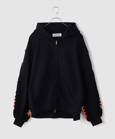 DISCOVERED / ディスカバード CROCHET SLEEVE SWEAT PARKA