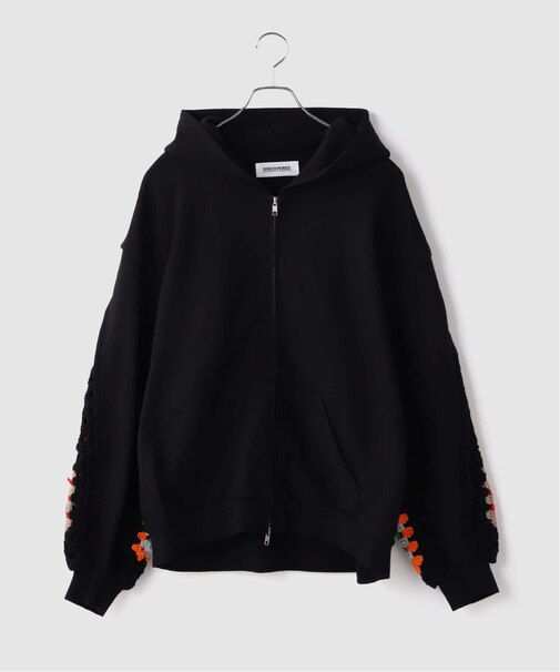 DISCOVERED / ディスカバード CROCHET SLEEVE SWEAT PARKA