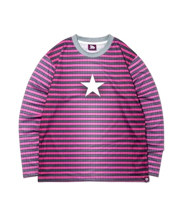 SAGE / セイジ Full-Graphic Star Striped L/S Tee