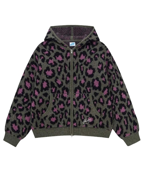 WOKE EDGE / ウォークエッジ Leopard Mohair Zip Knit