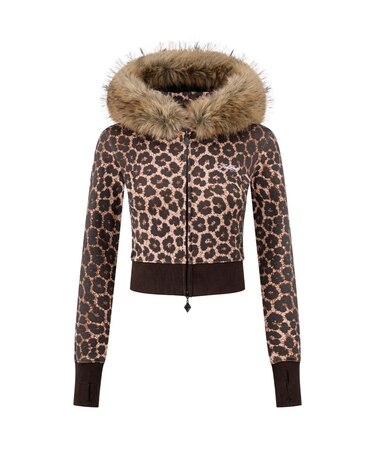 SupBaby by SUPPLIER Leopard Baby Cross Fur Zip Hoodie