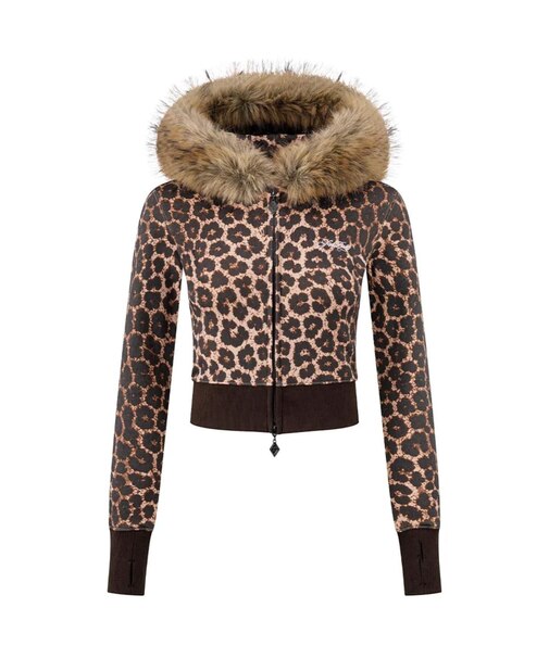 SupBaby by SUPPLIER Leopard Baby Cross Fur Zip Hoodie