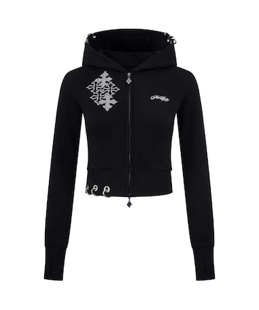 SupBaby by SUPPLIER Multiple Cross Pierced Zip Hoodie
