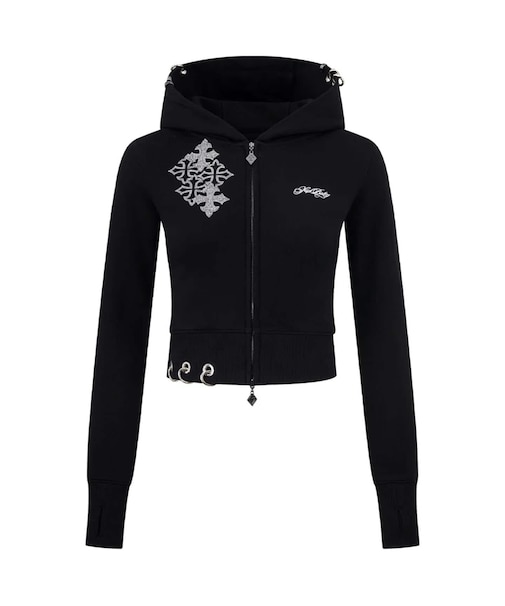 SupBaby by SUPPLIER Multiple Cross Pierced Zip Hoodie