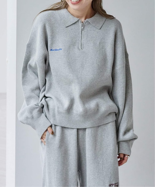 スウェットライクニットハーフZIPプルオーバー