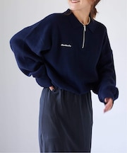 スウェットライクニットハーフZIPプルオーバー
