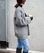 ダブルフェイスノーカラーコート