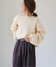 5Gバルキーコットンクルーネックニットプルオーバー