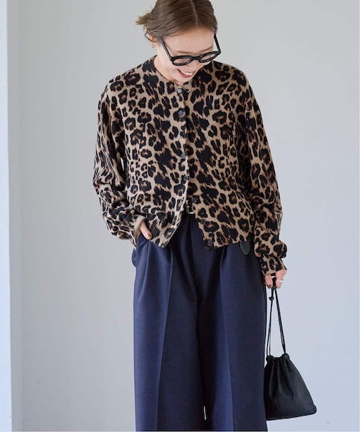 追加2 レオパード プリントクルーネックカーディガン