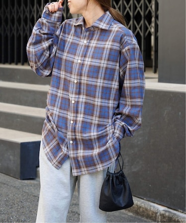チェックスプレッドカラーシャツ