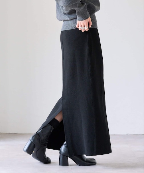 ニットリブスリットスカート